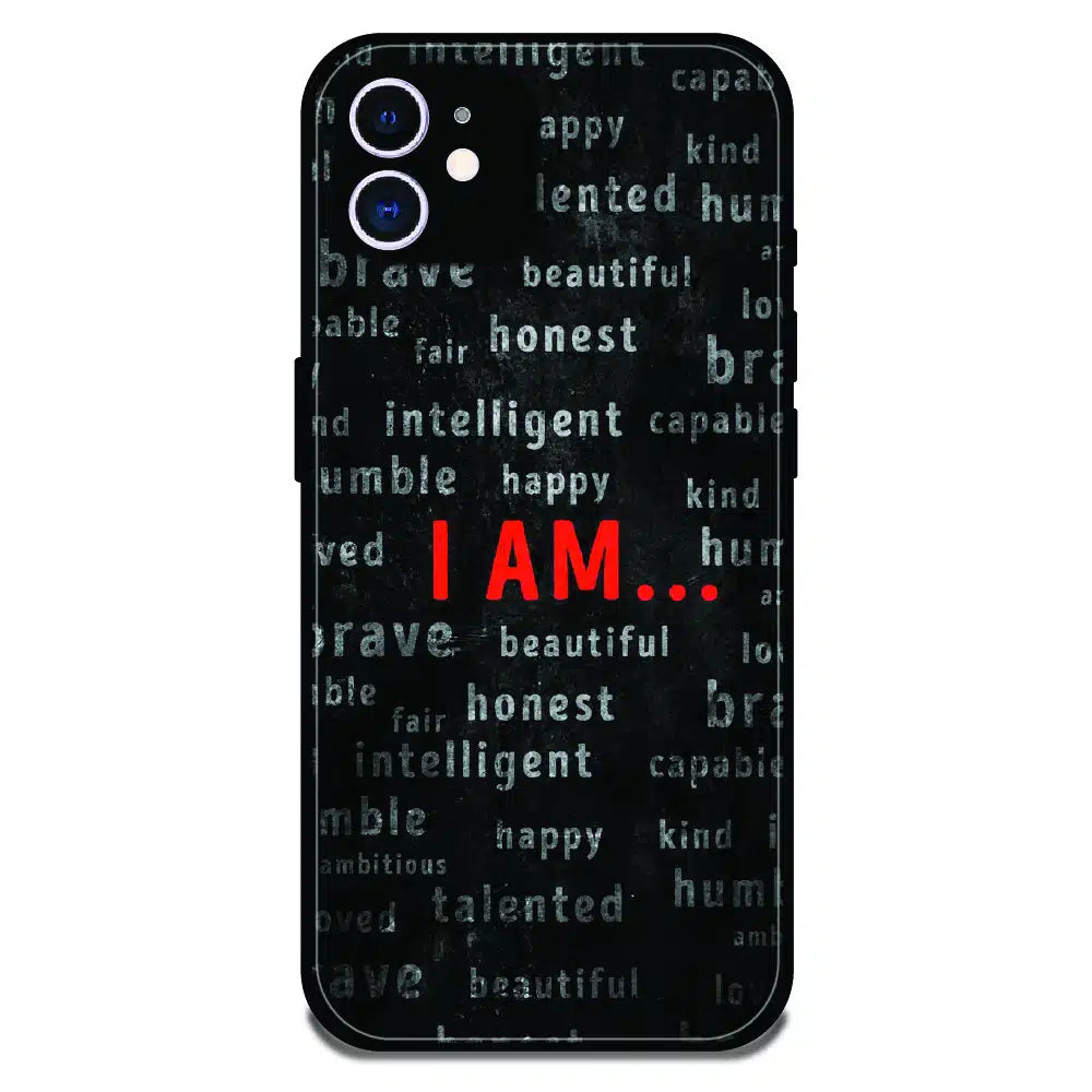 I Am Affirmation Quote - Glossy Metal Silicone Case For Apple iPhone 11