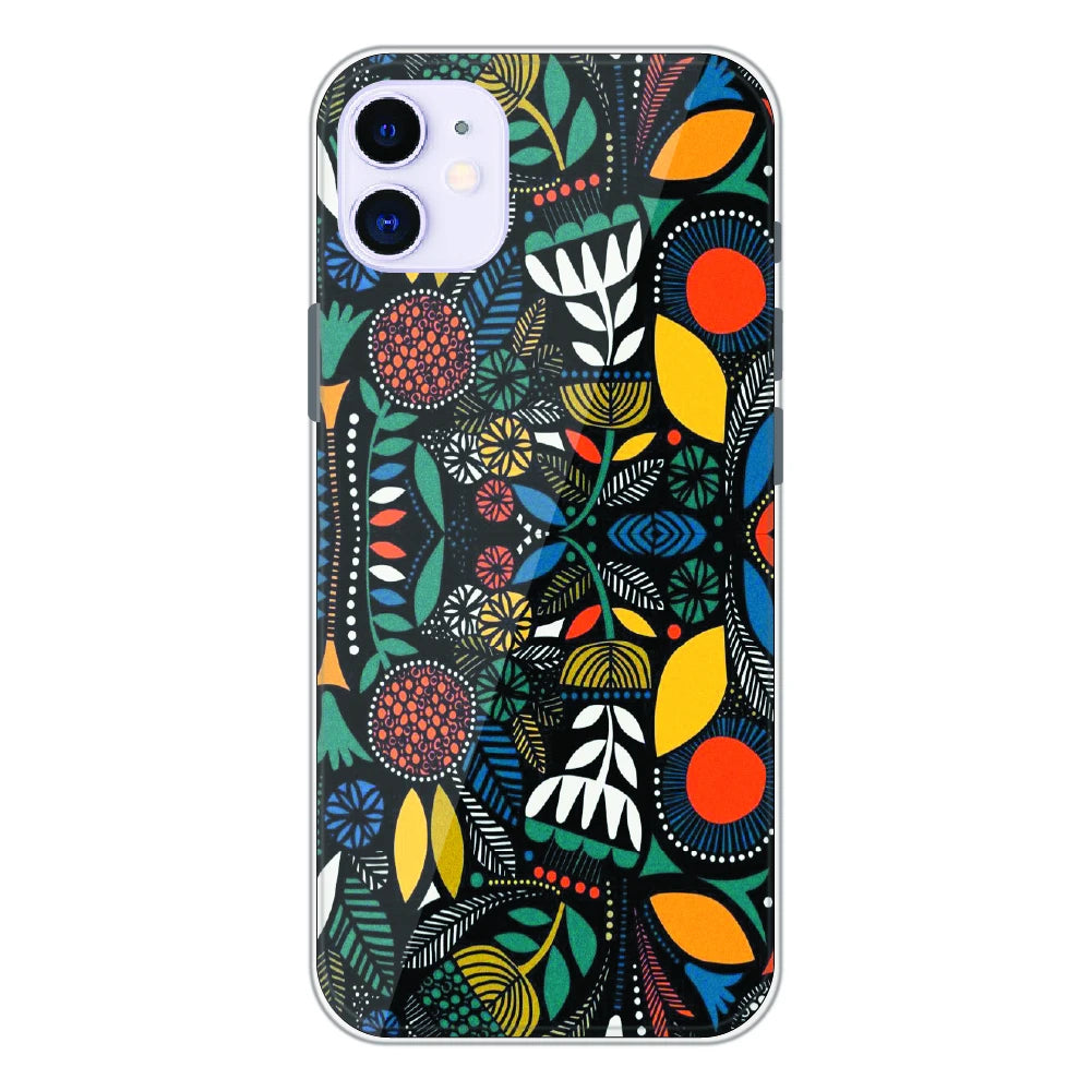 Folk Floral Night Garden - Printed Silicone Case For Apple iPhone 11