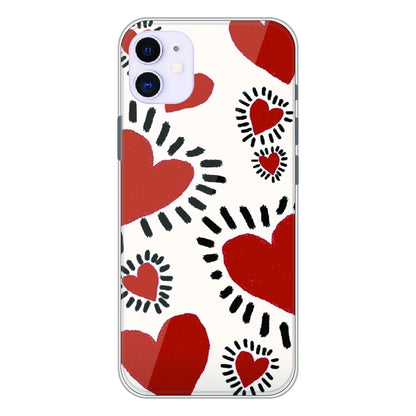 Red Heart Doodle Art - Printed Silicone Case For Apple iPhone 11