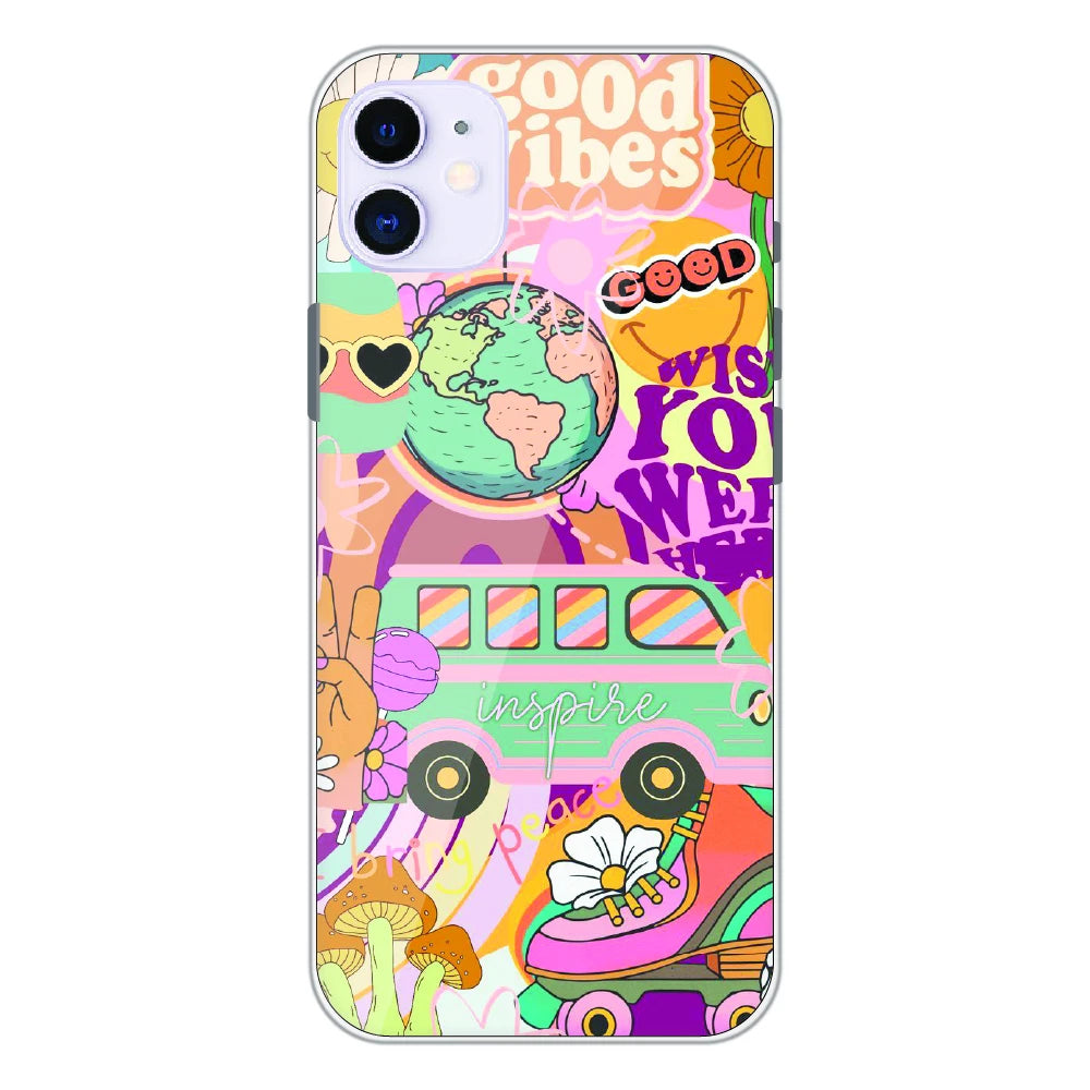 Good Vibes Retro Travel Art - Printed Silicone Case For Apple iPhone 11