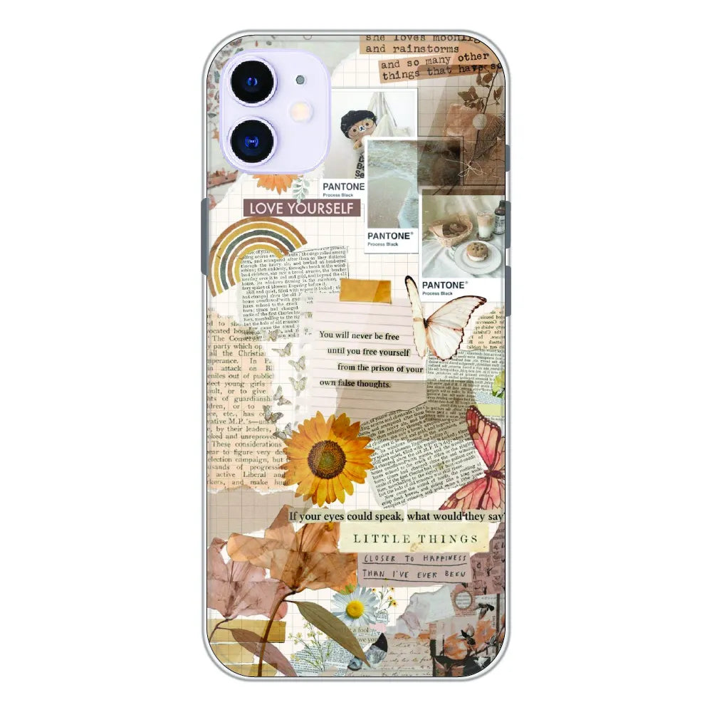 Aesthetic Butterfly & Sunflower - Printed Silicone Case For Apple iPhone 11