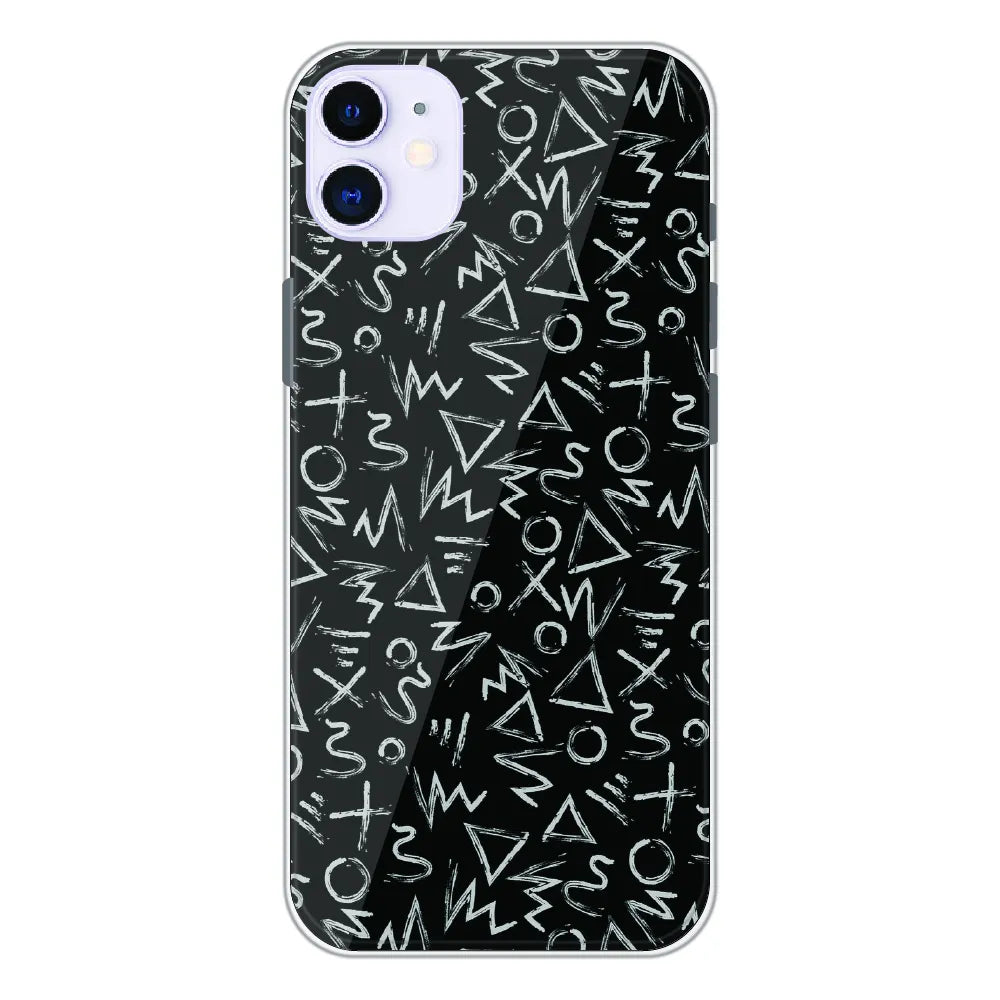 Geometric Black & White Pattern - Printed Silicone Case For Apple iPhone 11
