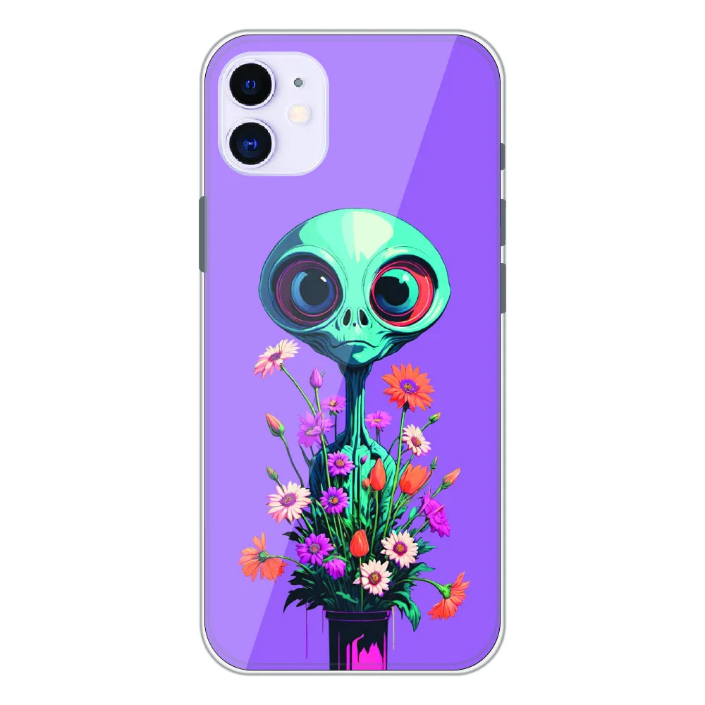 Floral Alien Fantasy - Printed Silicone Case For Apple iPhone 11