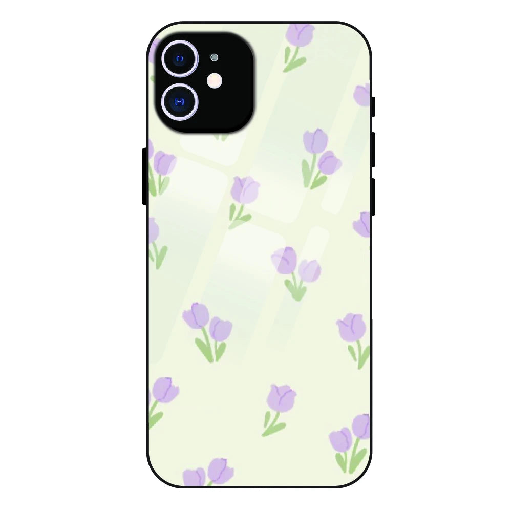 Minimal Tulip Pattern - Glass Case For Apple iPhone 11
