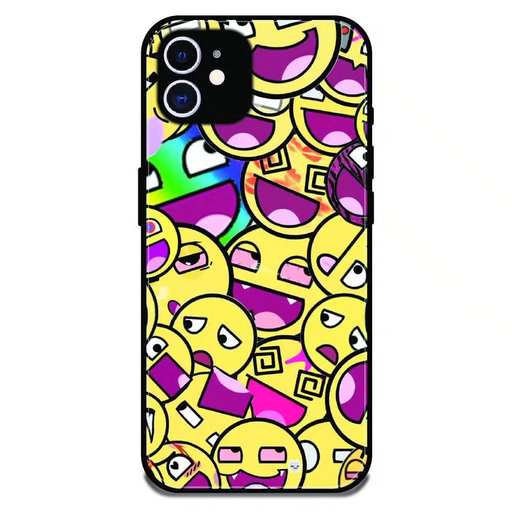 Emoji Chaos Pop Art - Glossy Metal Silicone Case For Apple iPhone 11