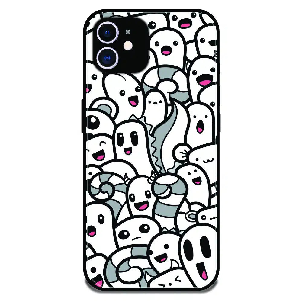 Cute Ghost Crowd - Glossy Metal Silicone Case For Apple iPhone 11