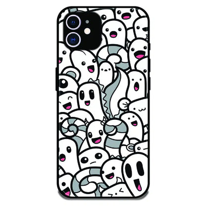 Cute Ghost Crowd - Glossy Metal Silicone Case For Apple iPhone 11