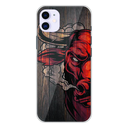 Abstract Red Mask Wood Art - Printed Silicone Case For Apple iPhone 11