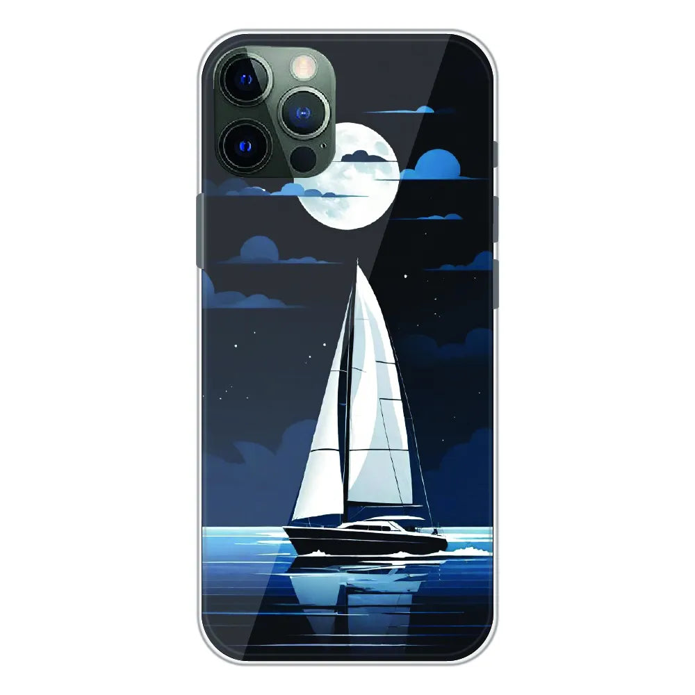 Moonlight Sailboat - Printed Silicone Case For Apple iPhone 11 Pro