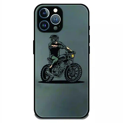 Vintage Biker Rider Art - Glossy Metal Silicone Case For Apple iPhone 11 Pro