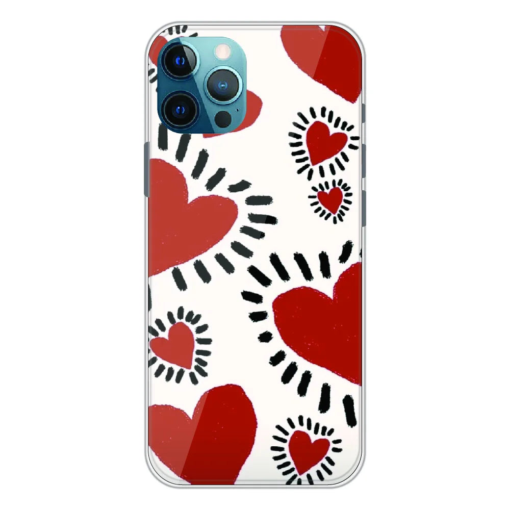 Red Heart Doodle Art - Printed Silicone Case For Apple iPhone 11 Pro