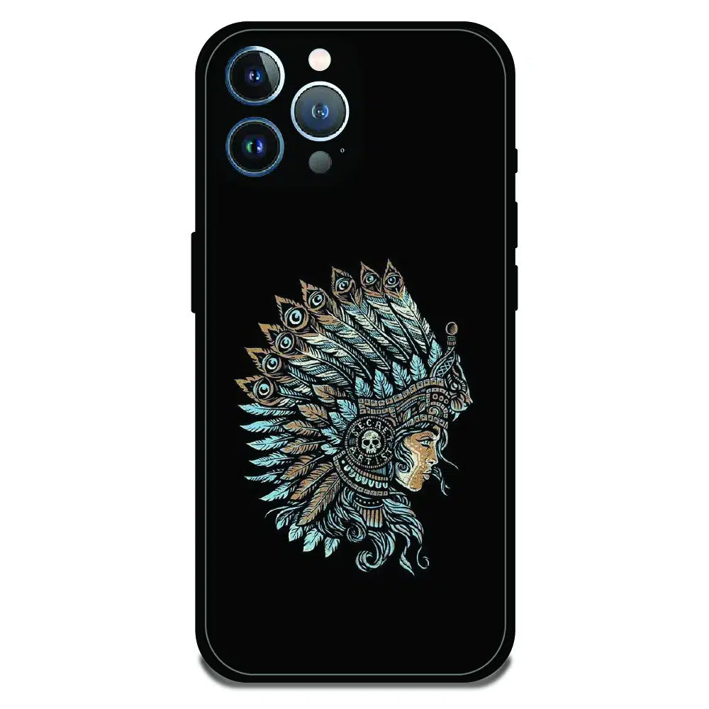 Tribal Warrior Feather Headdress - Glossy Metal Silicone Case For Apple iPhone 11 Pro