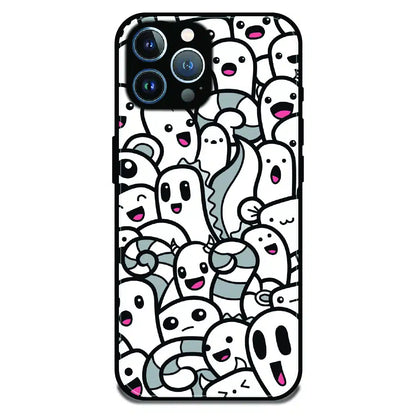 Cute Ghost Crowd - Glossy Metal Silicone Case For Apple iPhone 11 Pro