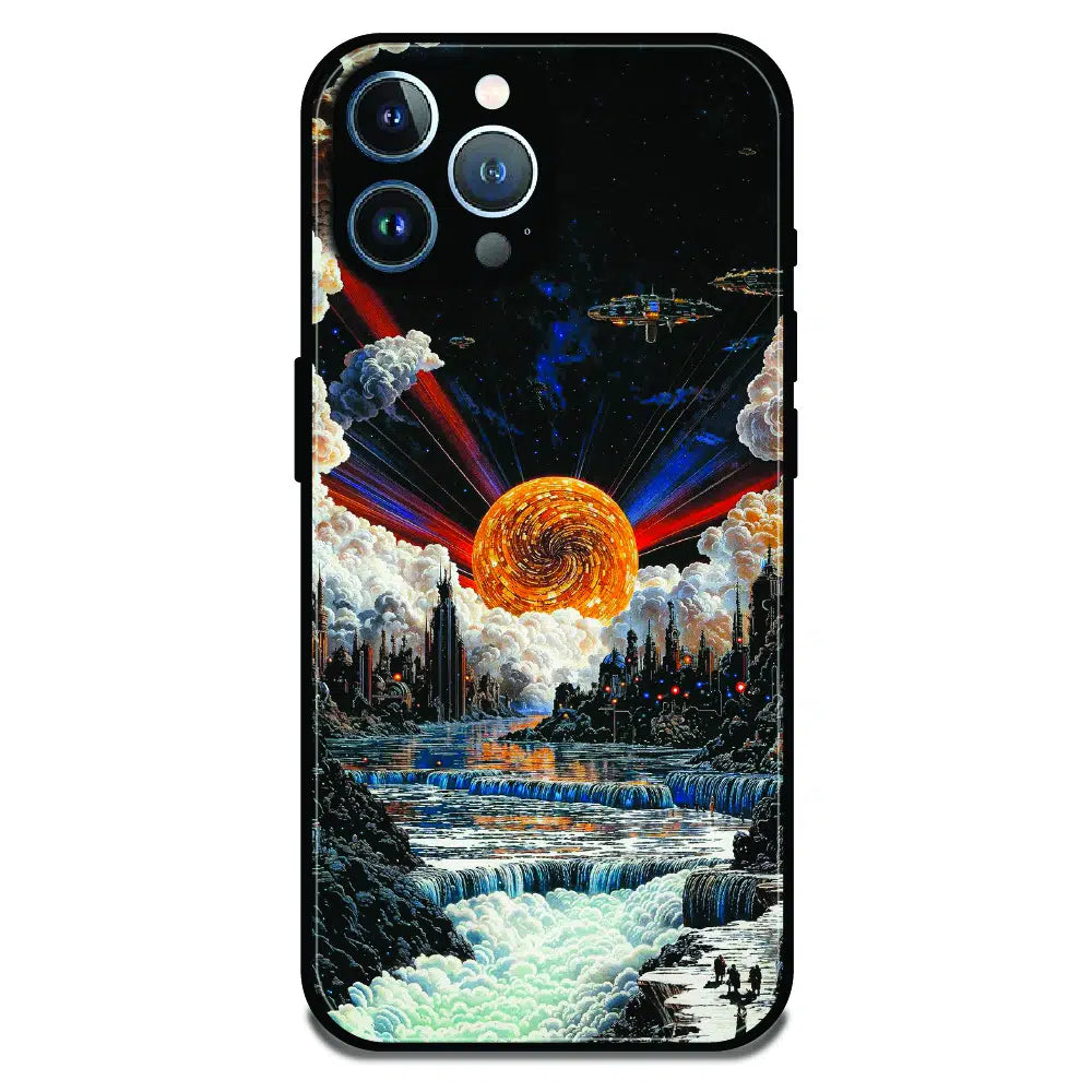 Cosmic Fantasy Sun Landscape - Glossy Metal Silicone Case For Apple iPhone 11 Pro