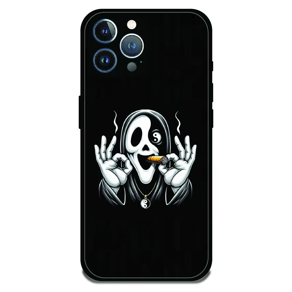 Smoky Skull Chill - Glossy Metal Silicone Case For Apple iPhone 11 Pro