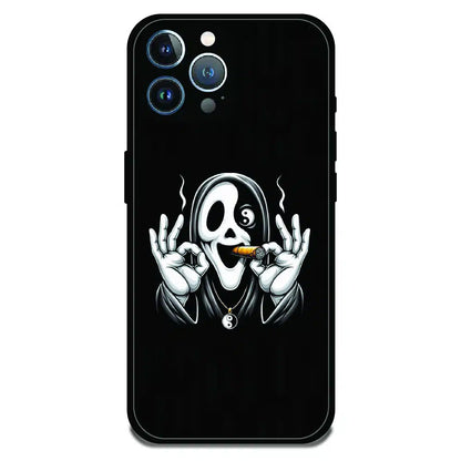 Smoky Skull Chill - Glossy Metal Silicone Case For Apple iPhone 11 Pro