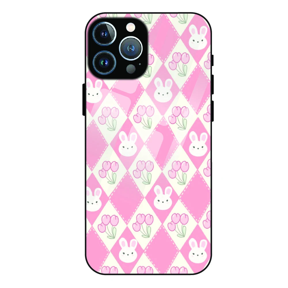 Pink Bunny Argyle - Glass Case For Apple iPhone 11 Pro