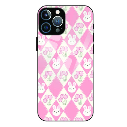 Pink Bunny Argyle - Glass Case For Apple iPhone 11 Pro