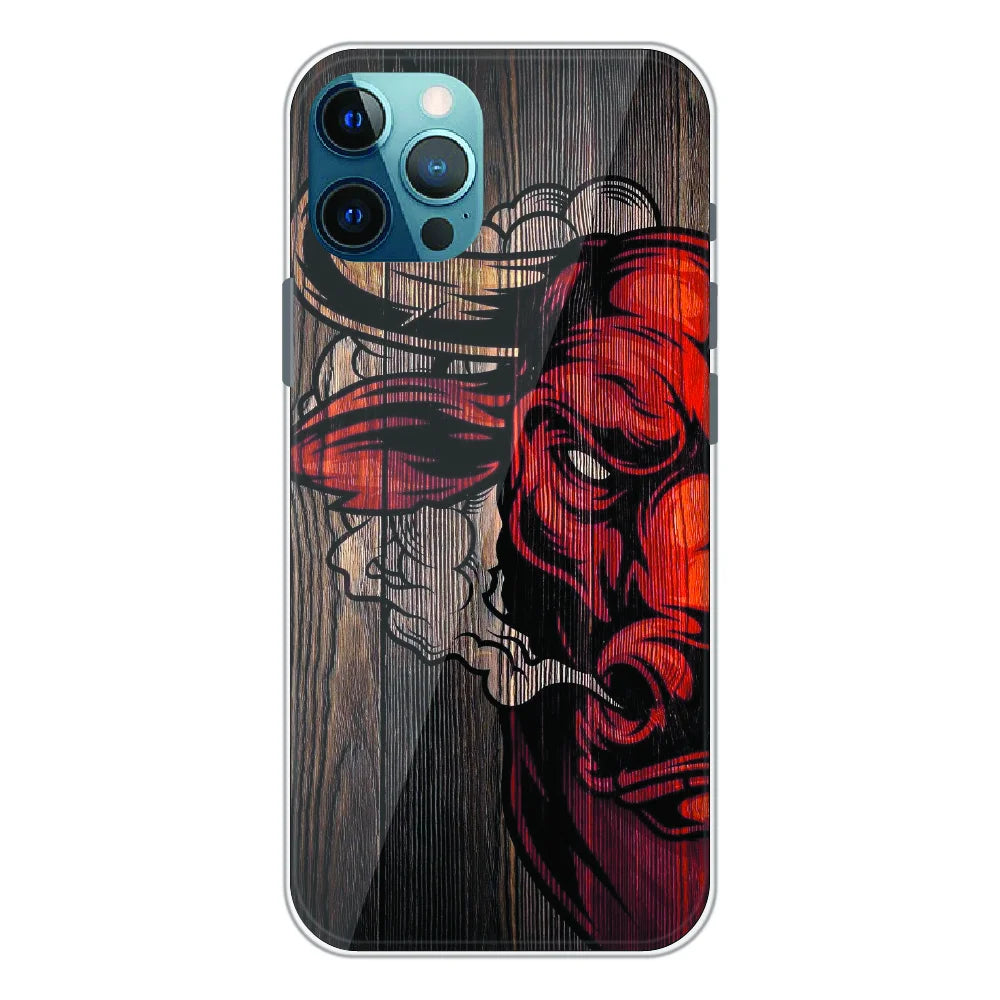 Abstract Red Mask Wood Art - Printed Silicone Case For Apple iPhone 11 Pro