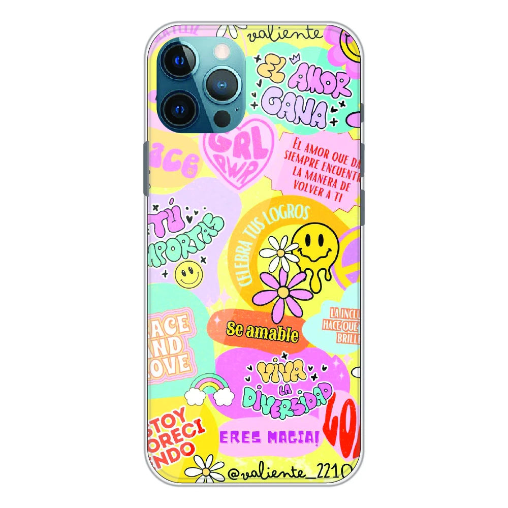 Colorful Amor Positivity Collage - Printed Silicone Case For Apple iPhone 11 Pro