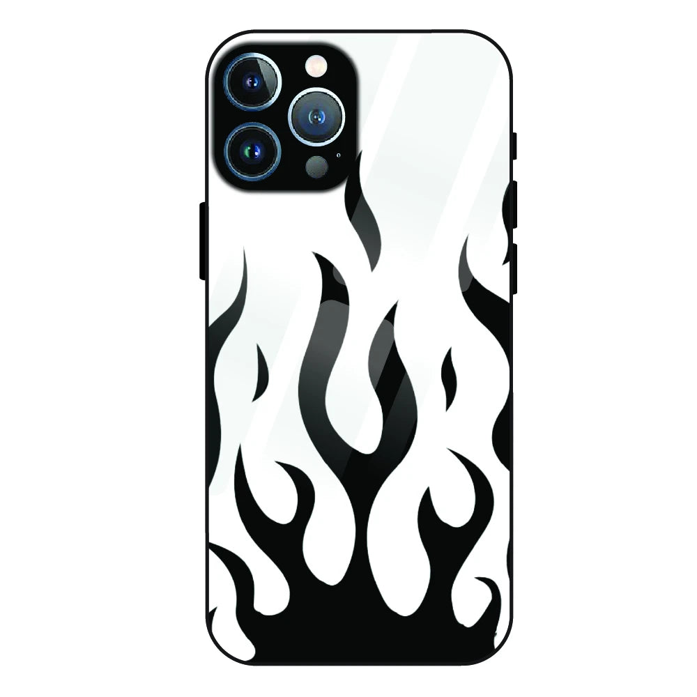 Monochrome Flame Art - Glass Case For Apple iPhone 11 Pro