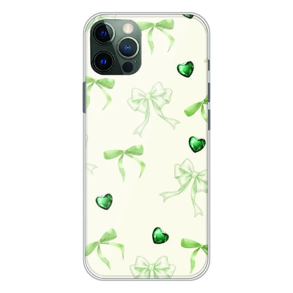 Elegant Green Bow & Heart Pattern - Printed Silicone Case For Apple iPhone 11 Pro