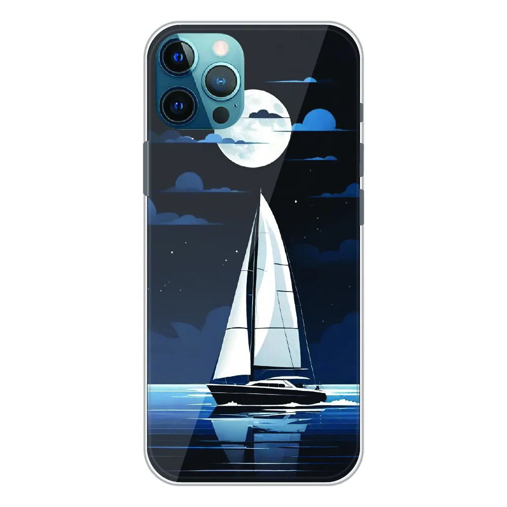 Moonlight Sailboat - Printed Silicone Case For Apple iPhone 11 Pro Max