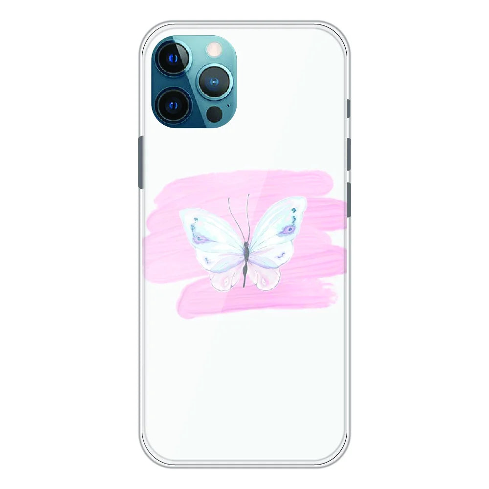 Minimal Butterfly Blush Art - Printed Silicone Case For Apple iPhone 11 Pro Max