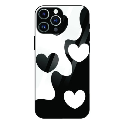 Monochrome Heart Flow - Glass Cases For Apple iPhone Models