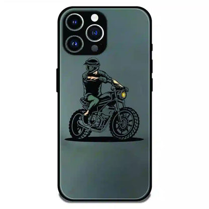 Vintage Biker Rider Art - Glossy Metal Silicone Case For Apple iPhone 11 Pro Max