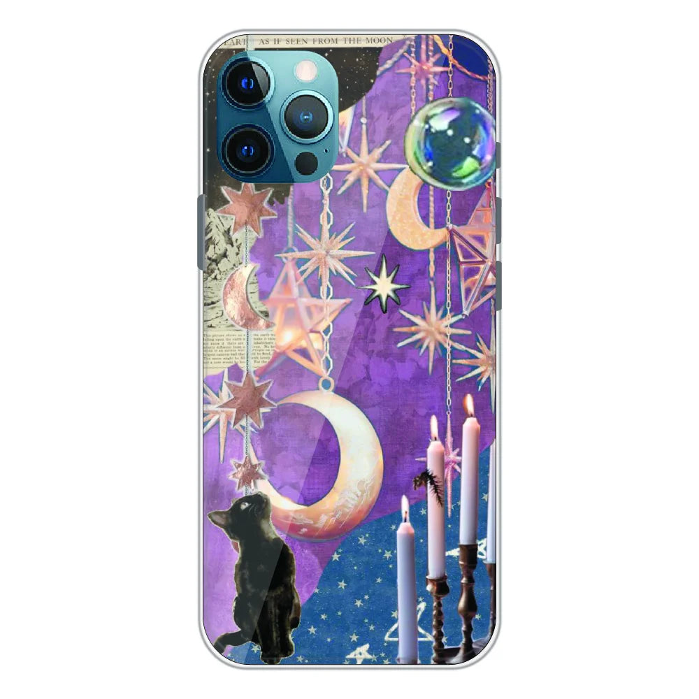 Celestial Moon Cat Art - Printed Silicone Case For Apple iPhone 11 Pro Max