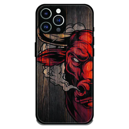 Abstract Red Mask Wood Art - Glossy Metal Silicone Case For Apple iPhone 11 Pro Max
