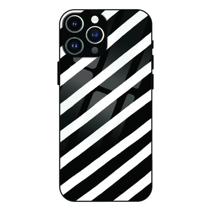 Monochrome Diagonal Stripe - Glass Cases For Apple iPhone Models