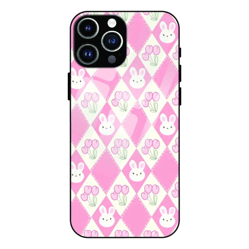 Pink Bunny Argyle - Glass Case For Apple iPhone 11 Pro Max