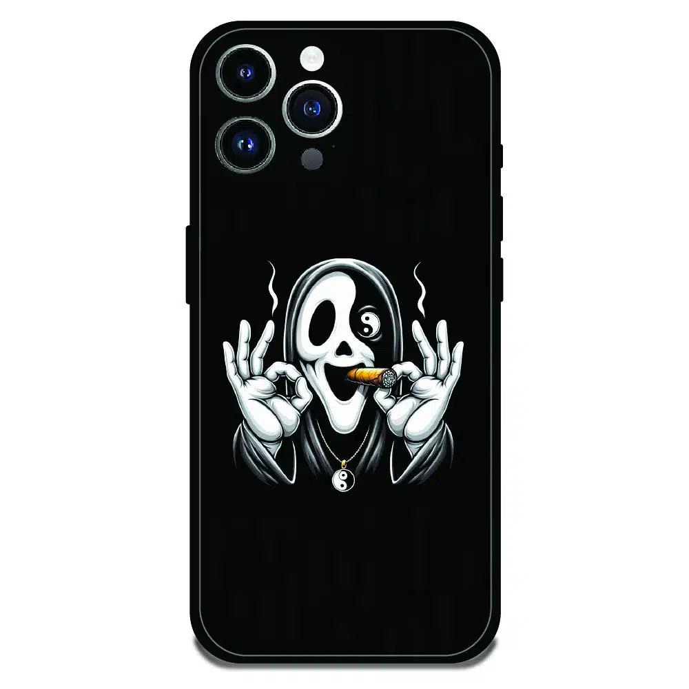 Smoky Skull Chill - Glossy Metal Silicone Case For Apple iPhone 11 Pro Max