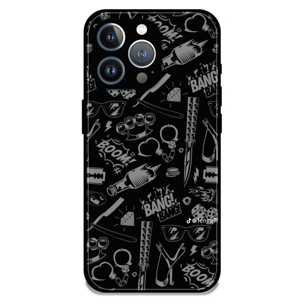 Black Graphic Street Art - Glossy Metal Silicone Case For Apple iPhone 11 Pro Max