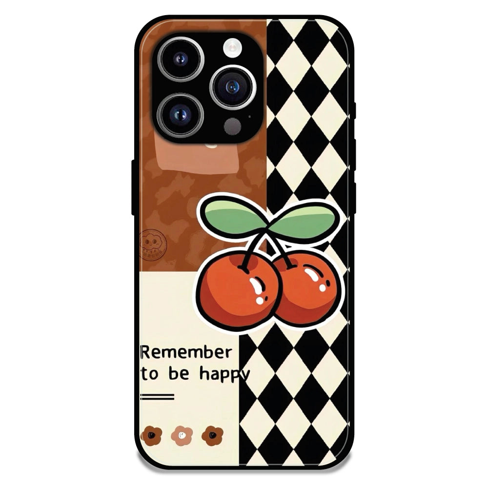 'Cherry “Remember to Be Happy” - Glossy Metal Silicone Case For Apple iPhone 11 Pro Max