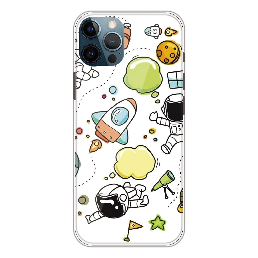 Cute Rocket & Galaxy - Printed Silicone Case For Apple iPhone 11 Pro Max