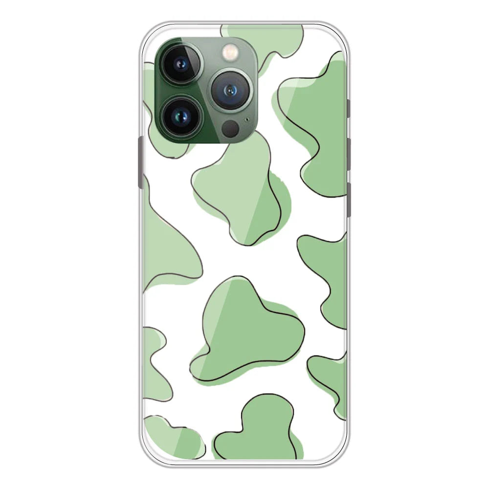 Green Cow Print - Clear Printed Silicone Case For Apple iPhone Models- Apple iPhone 11 pro max