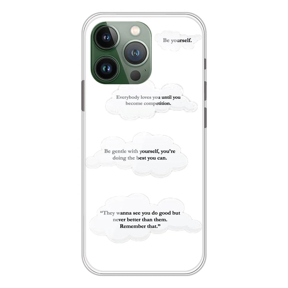 Quotes And Clouds - Clear Printed Silicone Case For Apple iPhone Models- Apple iPhone 11 pro max