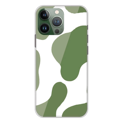 Olive Green Cow Print - Clear Printed Silicone Case For Apple iPhone Models- Apple iPhone 11 pro max