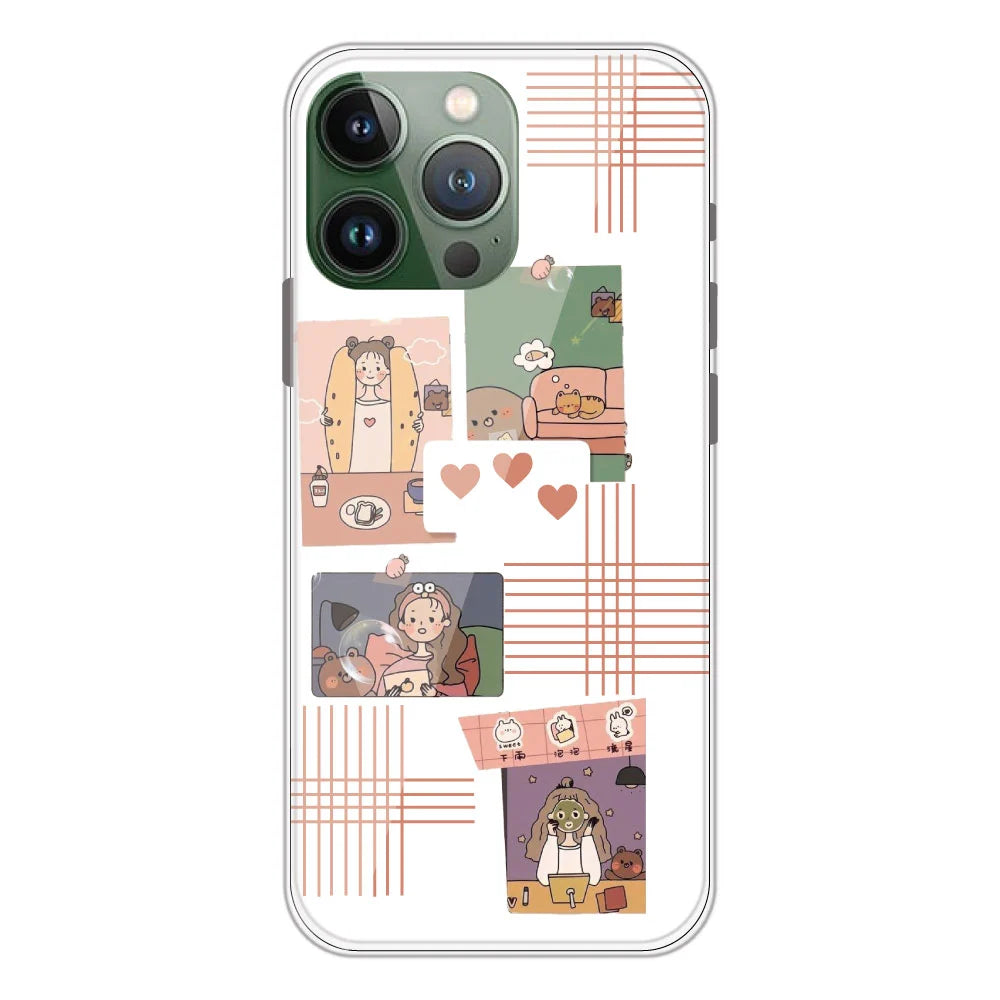Cute Girl Collage - Clear Printed Silicone Case For Apple iPhone Models -Apple iPhone 11 pro max
