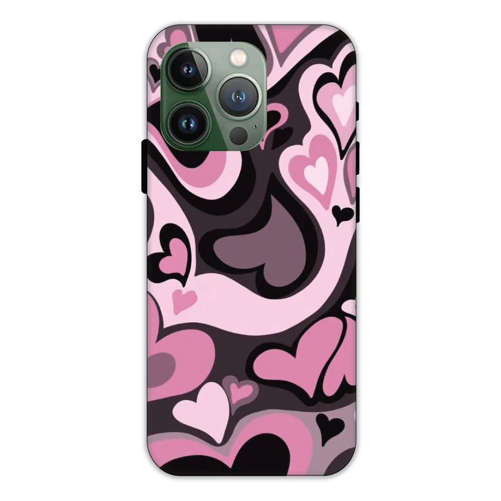 Pink & Black Mini Hearts Hard Case Apple iPhone 11 Pro Max Models