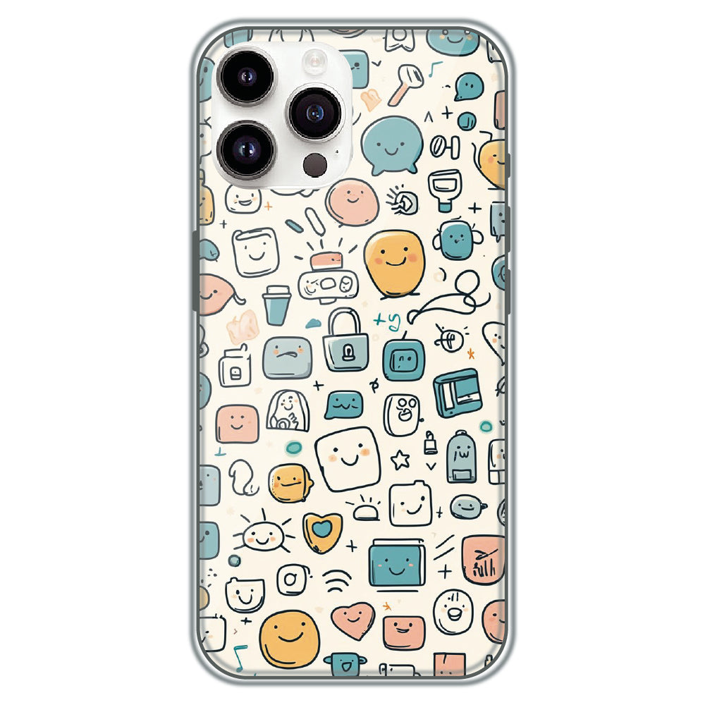 Happy Doodle Icons - Printed Silicone Case for Apple iPhone 11 Pro Max