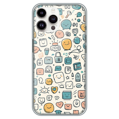 Happy Doodle Icons - Printed Silicone Case for Apple iPhone 11 Pro Max