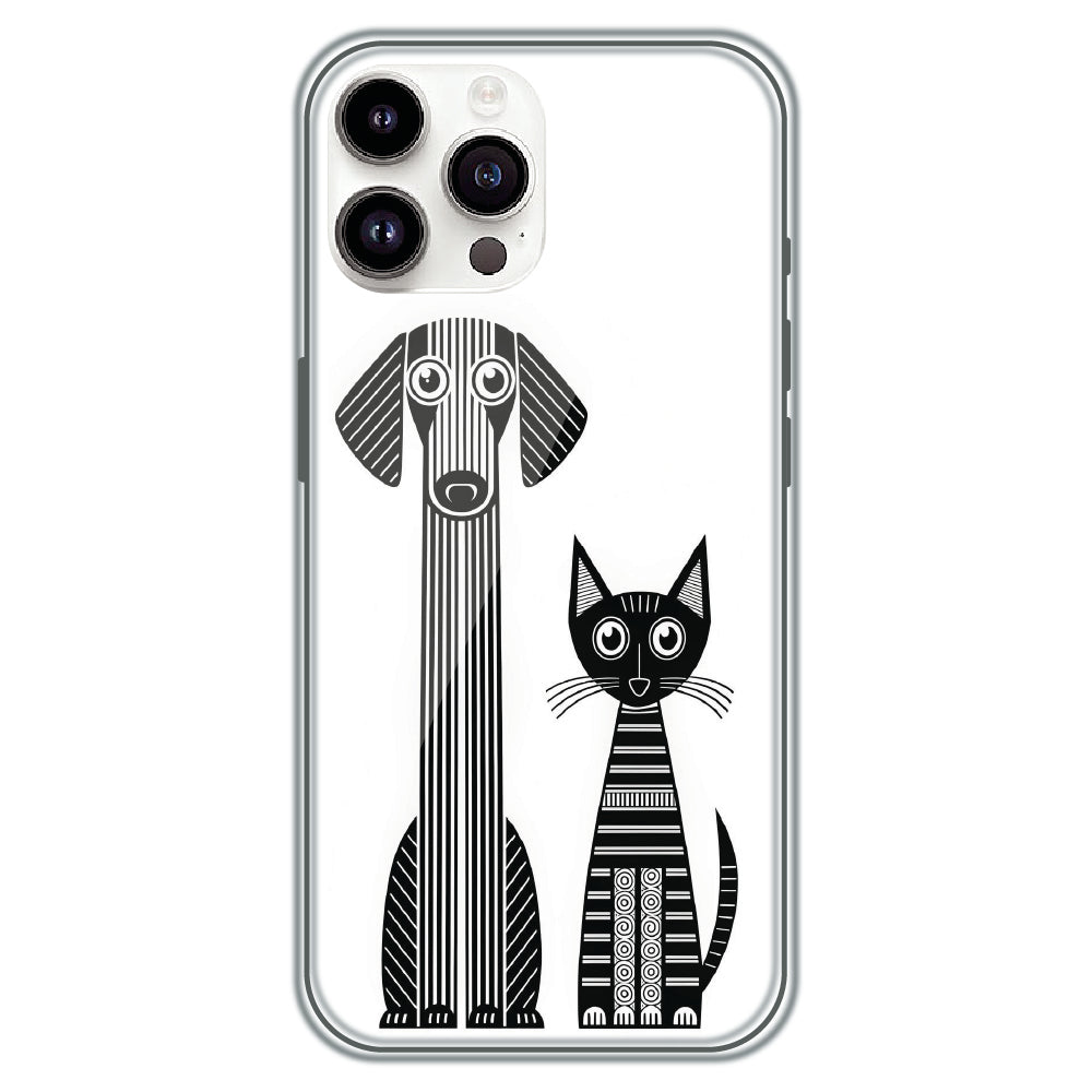 Line Art Dog & Cat - Printed Silicone Case for Apple iPhone 11 Pro Max
