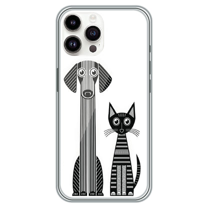 Line Art Dog & Cat - Printed Silicone Case for Apple iPhone 11 Pro Max