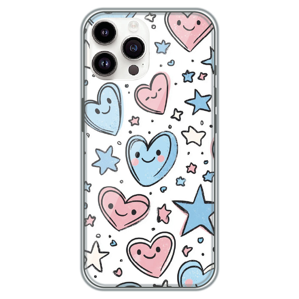 Smiling Hearts & Stars - Printed Silicone Case for Apple iPhone 11 Pro Max