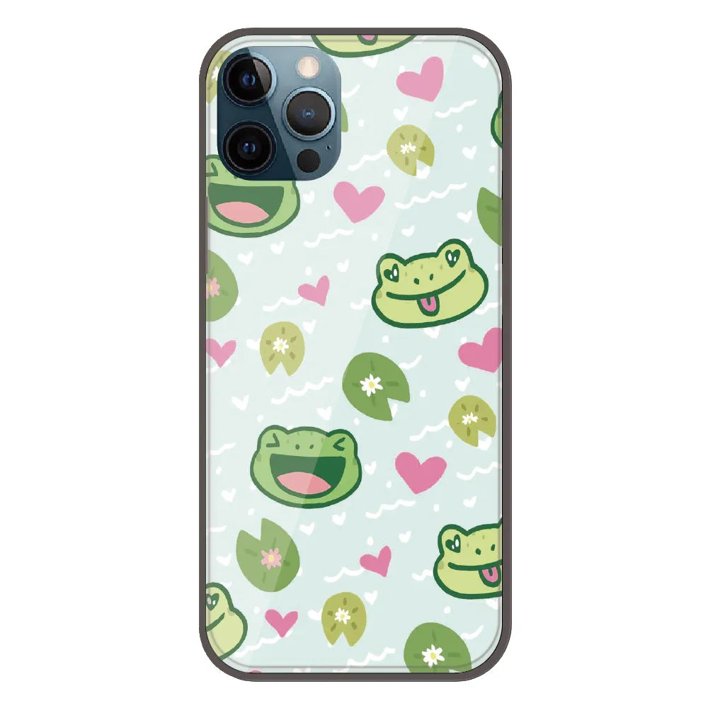 Cute Frog & Heart Pattern - Printed Silicone Case For Apple iPhone 11 Pro Max