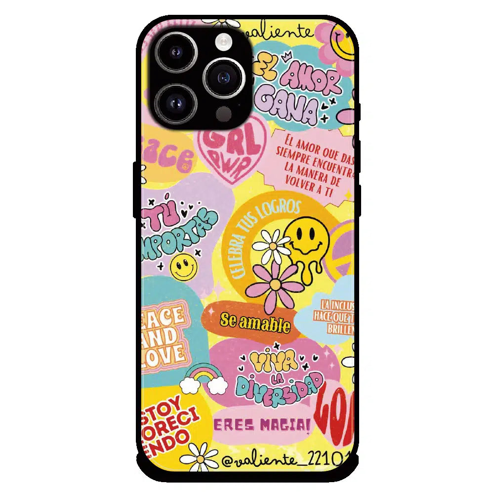 Colorful Amor Positivity Collage - Glossy Metal Silicone Case For Apple iPhone 11 Pro Max